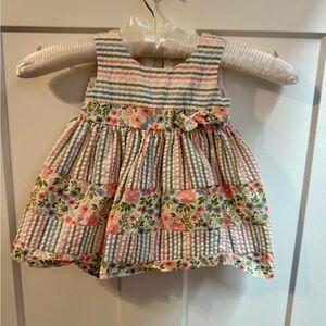 Floral Seersucker Striped Kids Dress